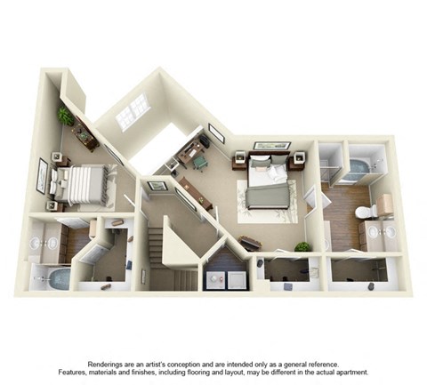 Floor plan for 3 beds, 3 baths, 1741 sqft